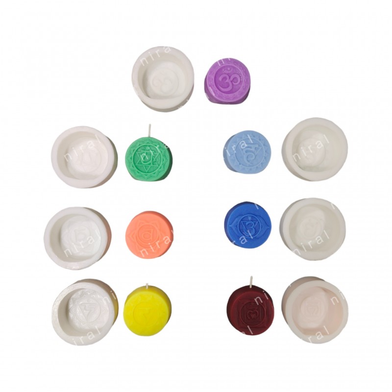 7 Chakra Complete Set of 7 Silicone Candle Mould HBY880, Niral Industires
