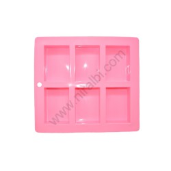 6 Cavity Rectangle Silicone Mould for Soap Making, Chocolate Cheese Cake Making Trays SP32101, Niral Industries