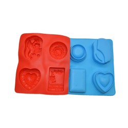 Multi-Pattern 4-Cavity Silicone Soap Mold for Creative Crafting SP32137, Niral Industries