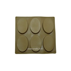 Oval Shape Silicone 6 Cavity Plain Soap Mould