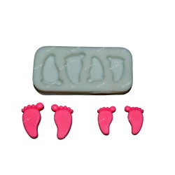 2 pair of Baby Shower Feets (2 gm & 3 gm) Silicone Candle Mould HBY905, Niral Industries
