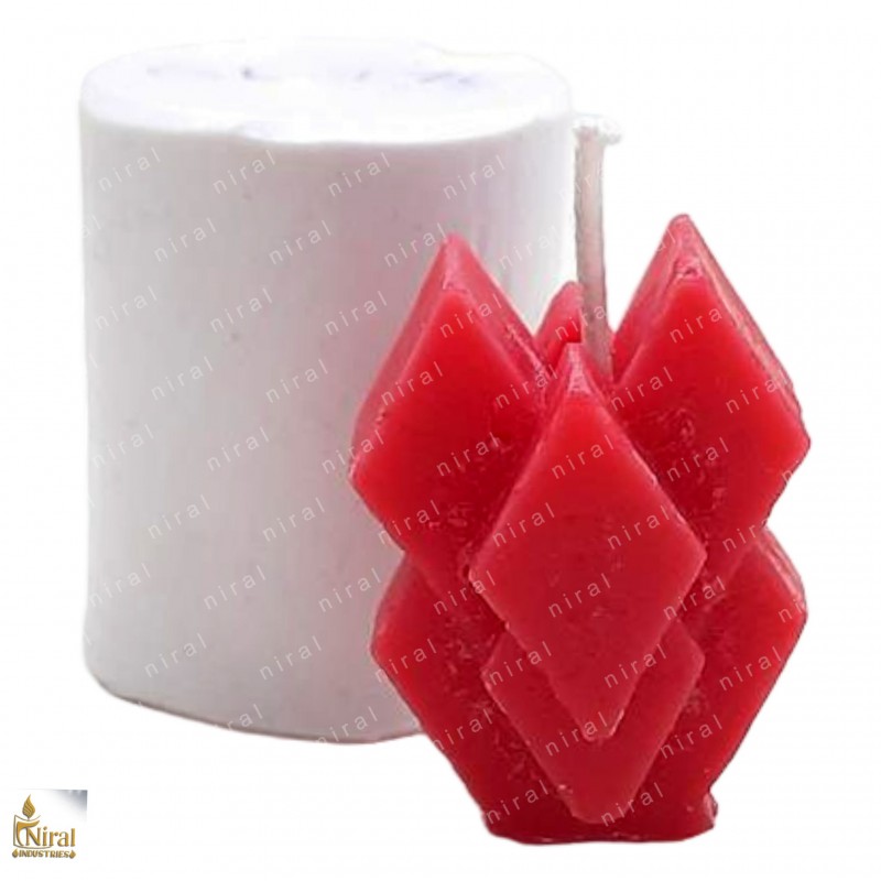 Rhombus Diamond Cut Heart Silicone Candle Mould  HBY770, Niral Industries