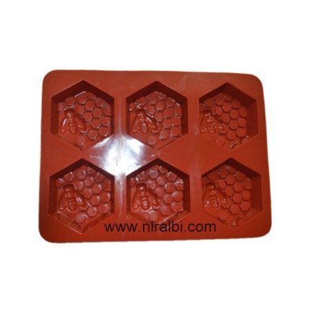 6 Cavity Honey Bee Silicone Mould Soap Cake Mould