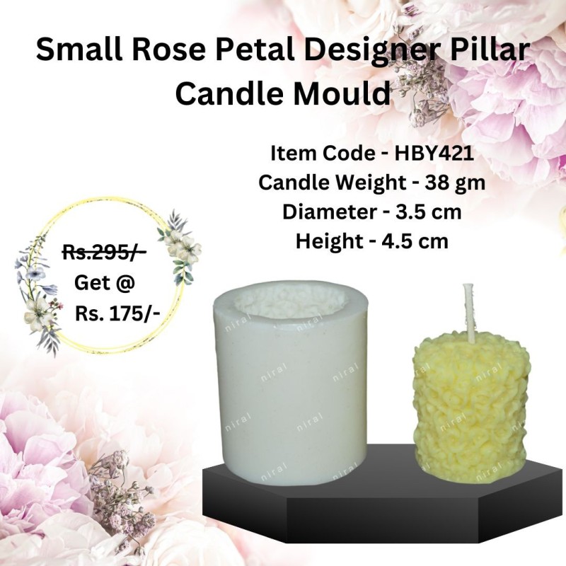 Small Rose Petal Designer Pillar Candle Mould HBY421, Niral Industries.