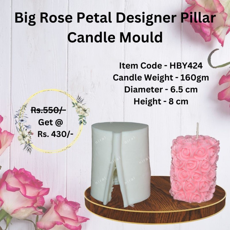 Big Rose Petal Designer Pillar Candle Mould HBY424, Niral Industries.