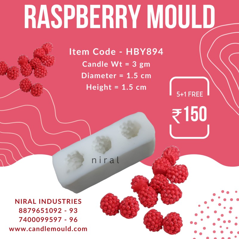 3 Cavity Tiny Raspberry Silicone Mould HBY894, Niral Industries.