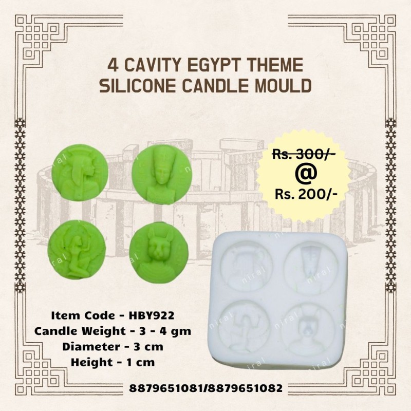 4 Cavity Eygpt Theme Silicone Candle Mould HBY922, Niral Industries
