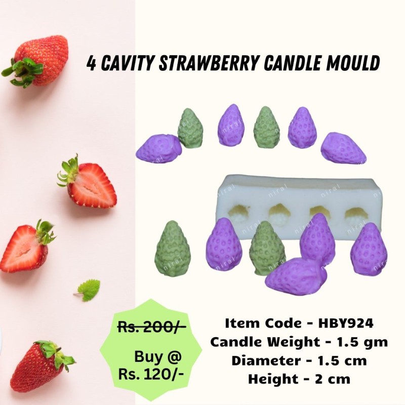 4 Cavity Strawberry Silicone Candle Mould HBY924, Niral Industries.