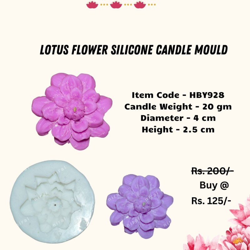 Lotus Flower Silicone Candle Mould HBY928, Niral Industries.