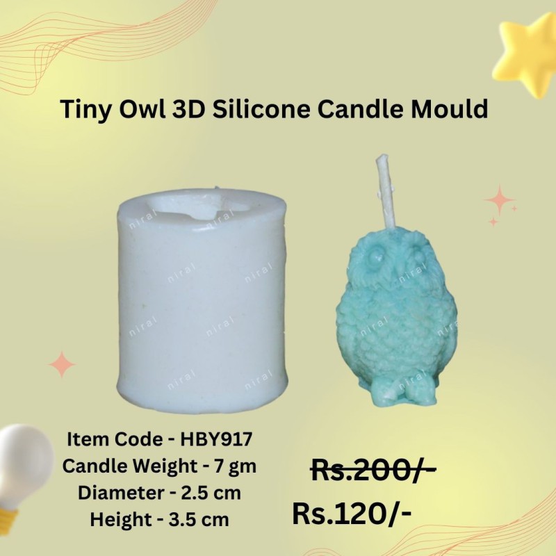Tiny Owl 3D Silicon Candle Mould HBY917, Niral Industries.
