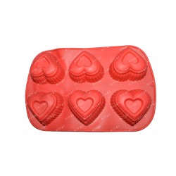 Design Heart Shaped Silicone Mould 6 Cavity Mould Baking Tray Pan Chocolate, Soap  SP32511, Niral Industries