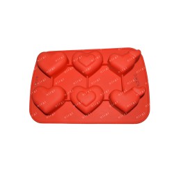 6 Cavity Silicone Heart Shape Mould Baking Tray Pan Chocolate, Soap SP32430, Niral Industries