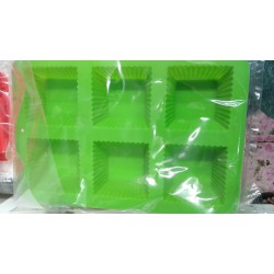 6 Cavity Square Silicone Mould For Soap Making, Chocolate Cheese Cake Making Trays SP32492, Niral Industries