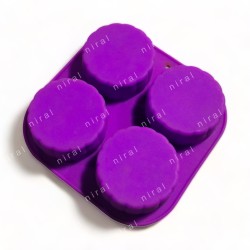 4 Cavity Round Flower Shape Silicone Soap Mould SP32410, Niral Industries.