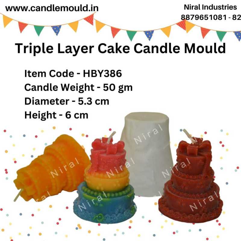 3 Layer Birthday Cake Pillar Candle Mould HBY386, Niral Industries.