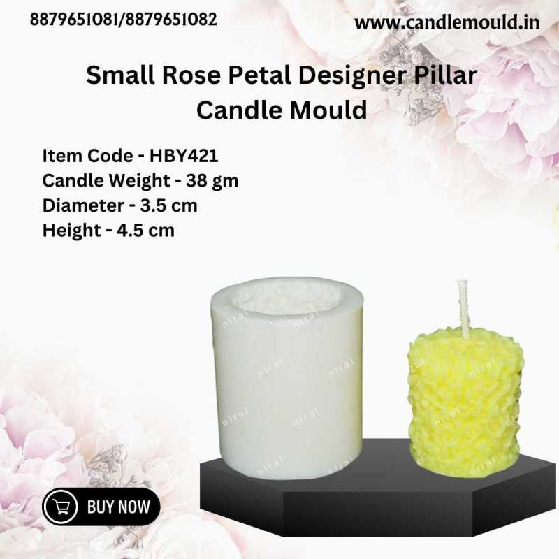 Small Rose Petal Designer Pillar Candle Mould HBY421, Niral Industries.