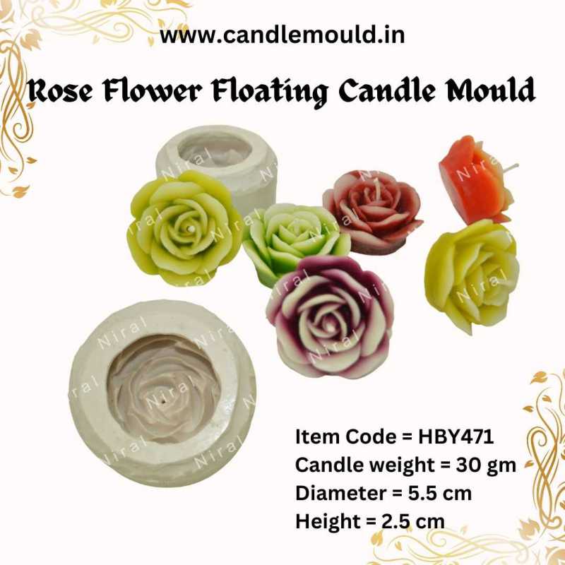 Rose Flower Floating Candle Mould HBY471, Niral Industries.