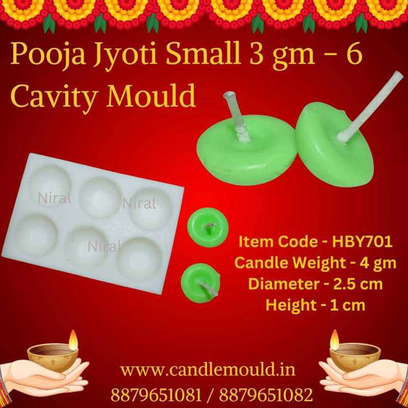 Pooja Jyoti Small 3 gm - 6 Cavity Mould HBY701, Niral Industries.