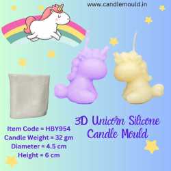 3D Unicorn Silicone Candle Mould HBY954, Niral Industries.