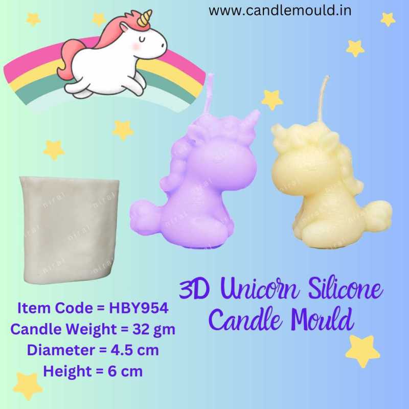 3D Unicorn Silicone Candle Mould HBY954, Niral Industries.