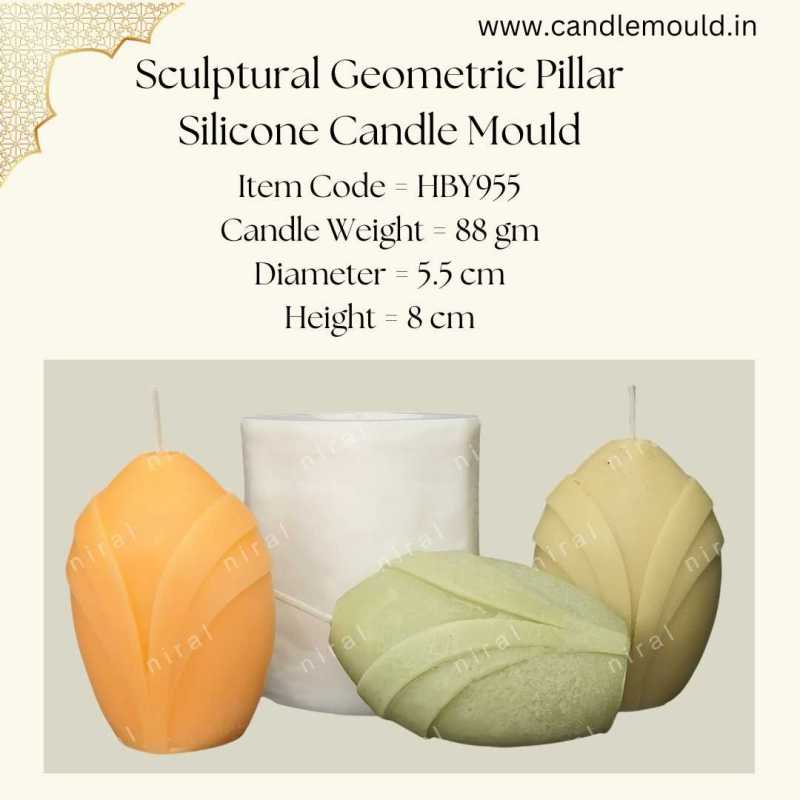 Sculptural Geometric Pillar Silicone Candle Mould HBY955, Niral Industries.