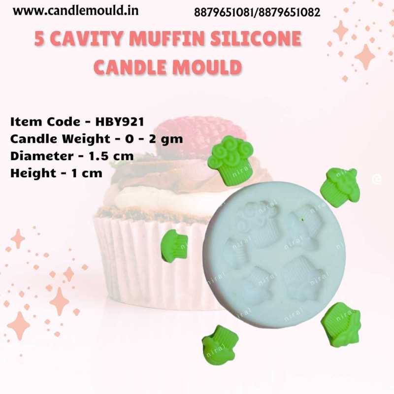 5 Cavities Muffin Silicone Candle Mould HBY921, Niral Industries.