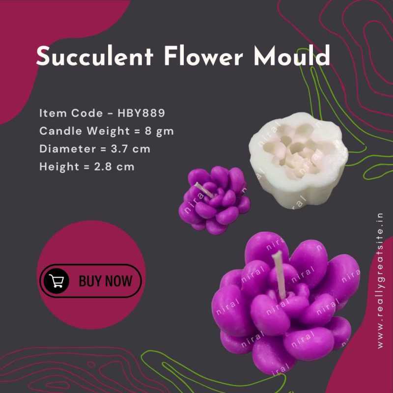 Succulent Flower Candle Mould medium HBY889, Niral Industries.