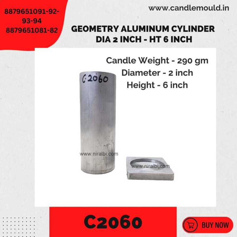 Niral's Geometry Aluminum Cylinder Dia 2 inch - Ht 6 inch