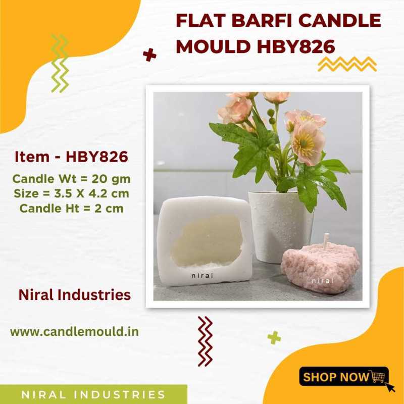 Barfi Flat 2 Sweets Silicone Candle Making Mould HBY826, Niral Industries