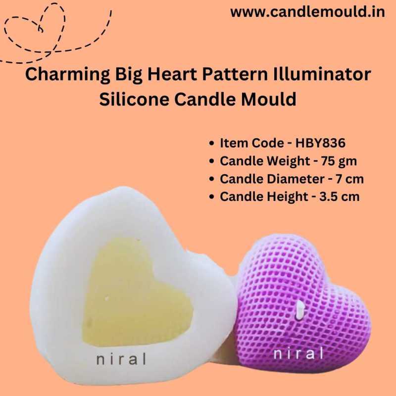 Charming Big Heart Pattern Illuminator Silicone Candle Mould HBY836, Niral Industries