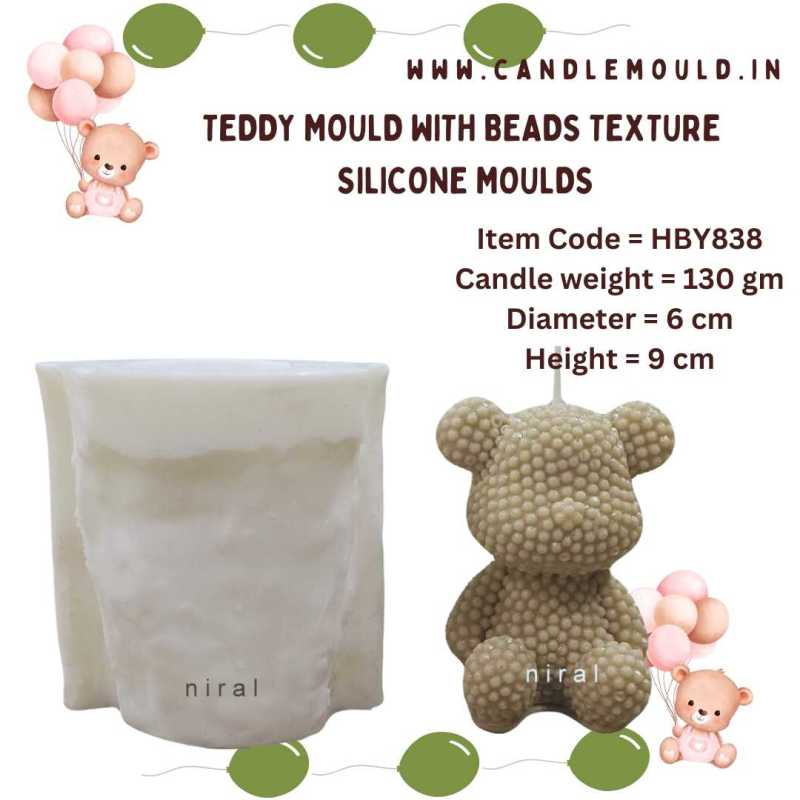 Adorable Beads Teddy Silicone Candle Mould HBY838, Niral Industries