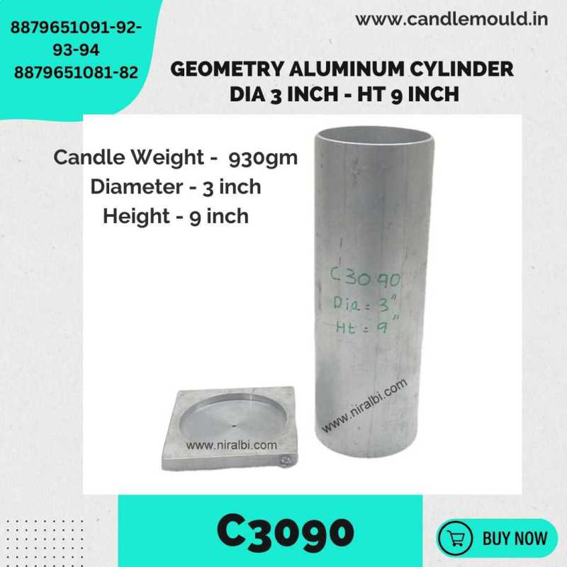 Niral's Geometry Aluminum Cylinder Dia 3 inch - Ht 9 inch