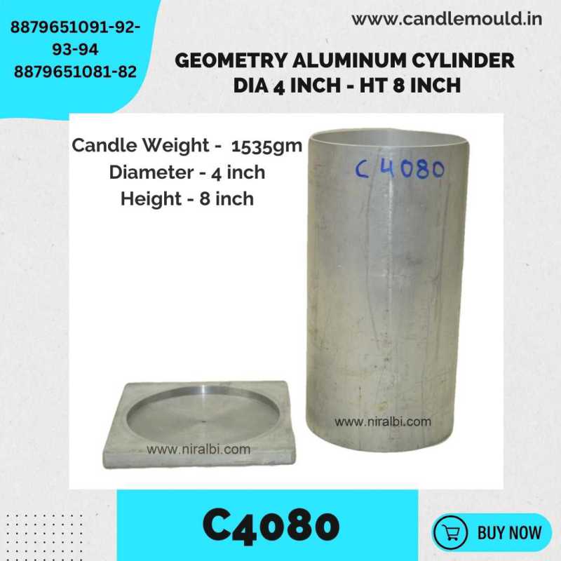 Niral's Geometry Aluminum Cylinder Dia 4 inch - Ht 8 inch