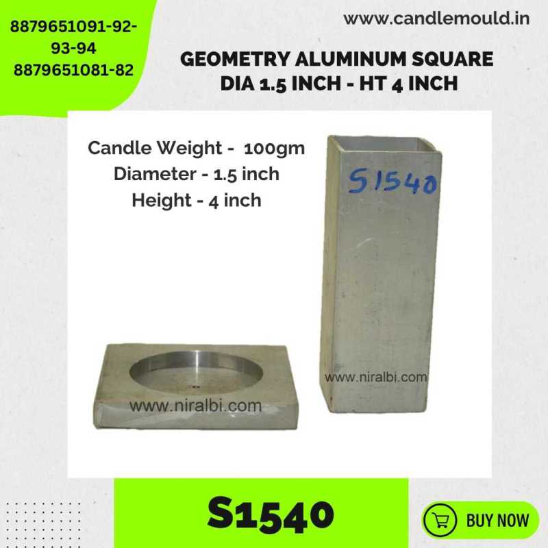 Niral's Geometry Aluminum Square Dia 1.5 inch - Ht 4 inch