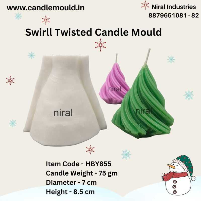 Swirll Twisted Large Palm Leaf Silicone Candle Mould HBY855, Niral Industries