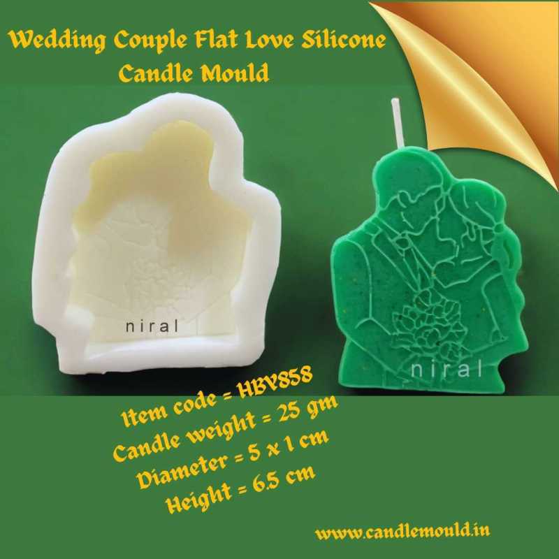 Wedding Couple Flat Love Silicone Candle Mould HBY858, Niral Industries