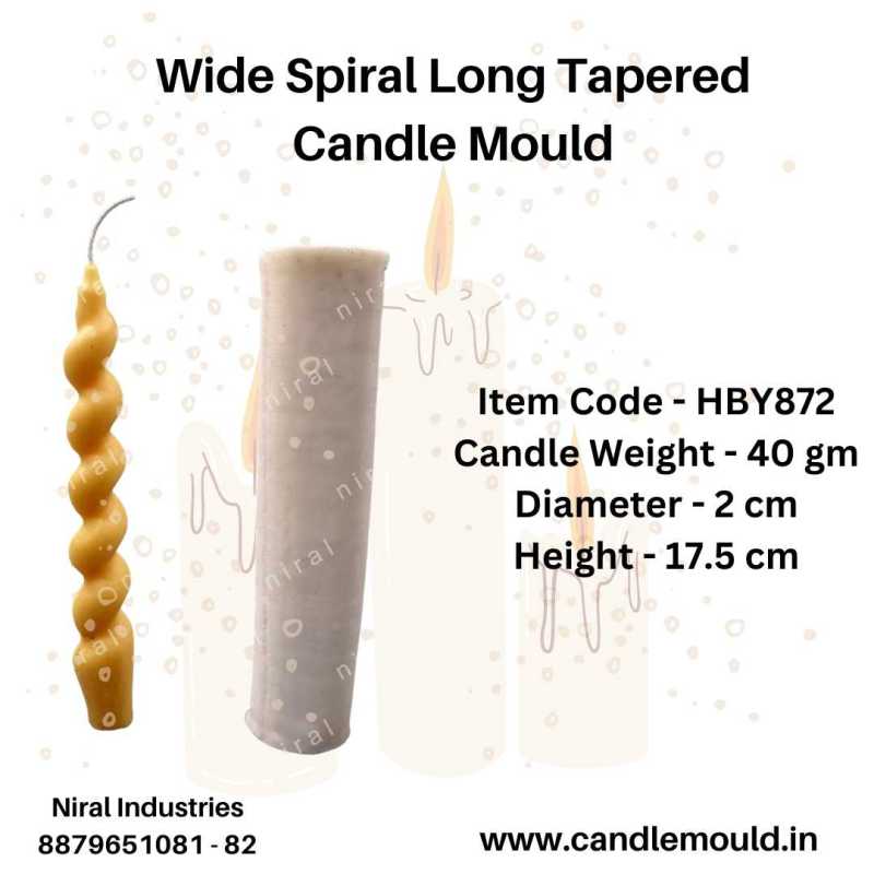 Wide Spiral Long Tapered Silicone Candle Mould HBY872, Niral Industries