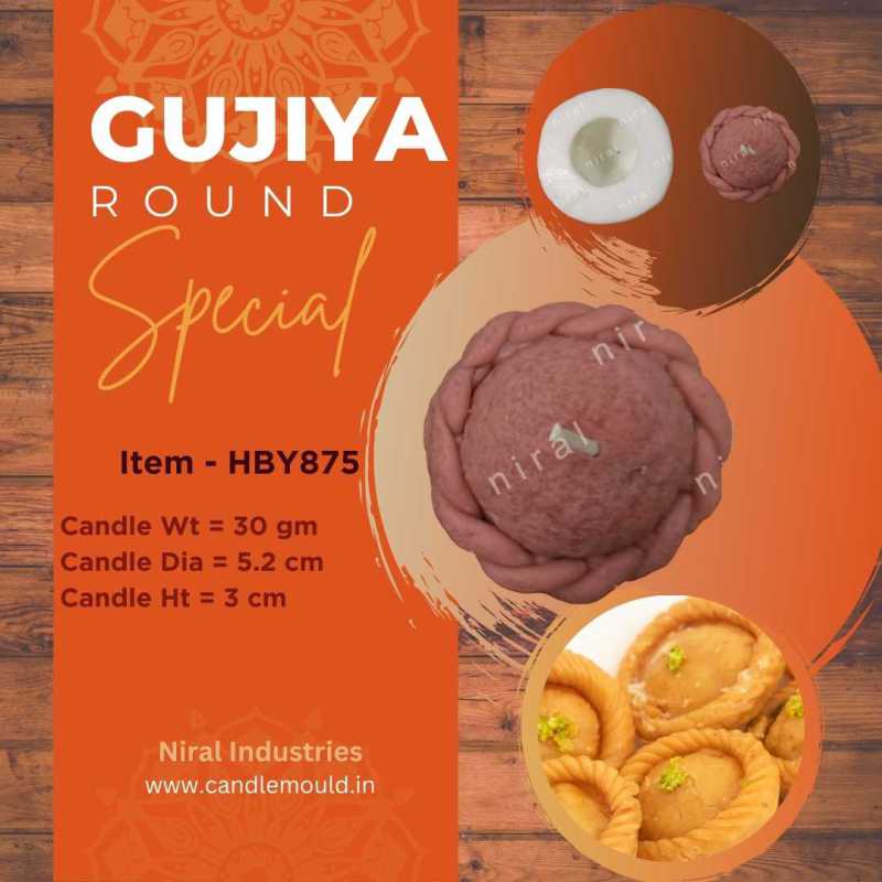 Round Gujiya Silicone Candle Mould HBY875, Niral Industries