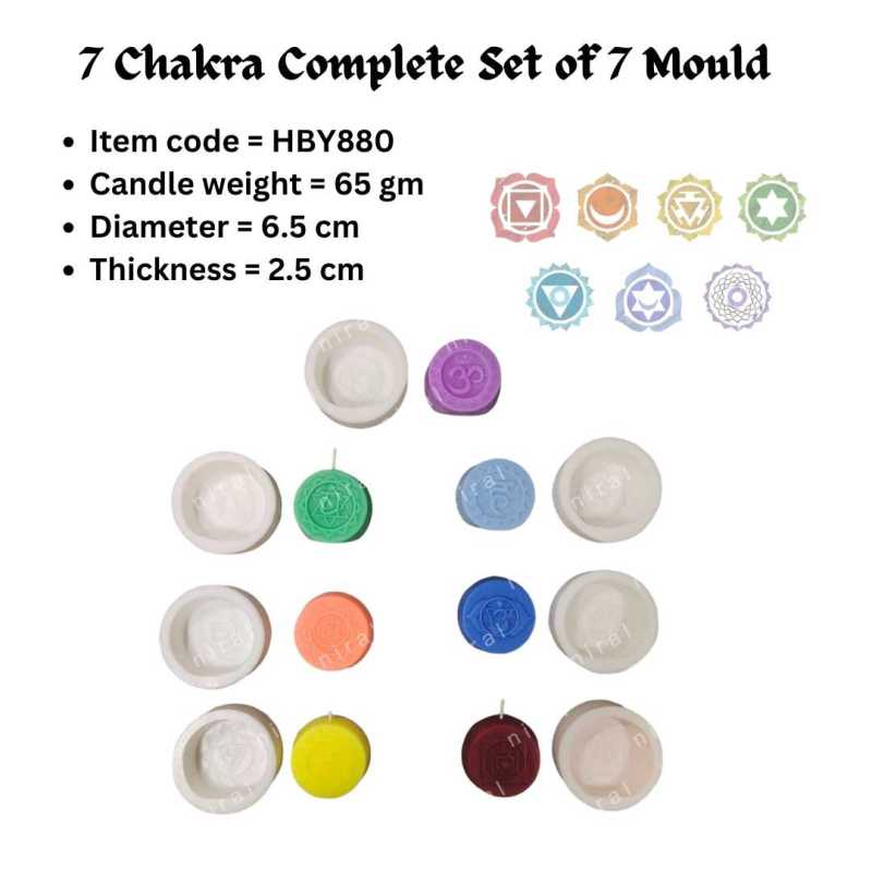 7 Chakra Complete Set of 7 Silicone Candle Mould HBY880, Niral Industires