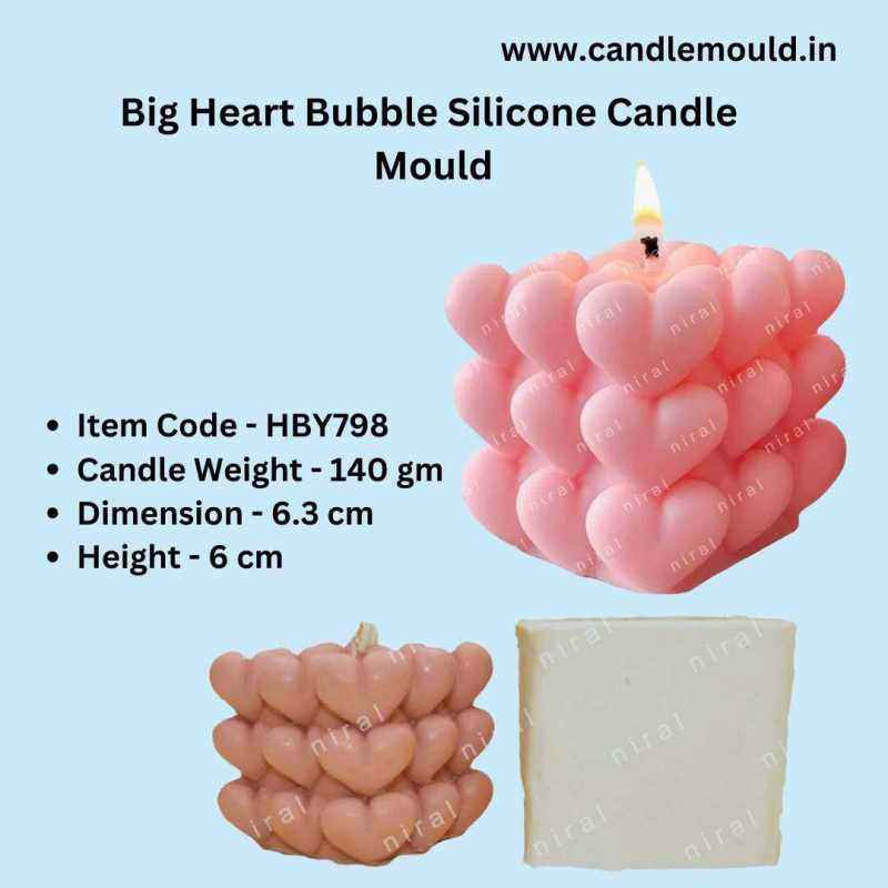 Big Heart Bubble Silicone Candle Moul HBY798, Niral Industries