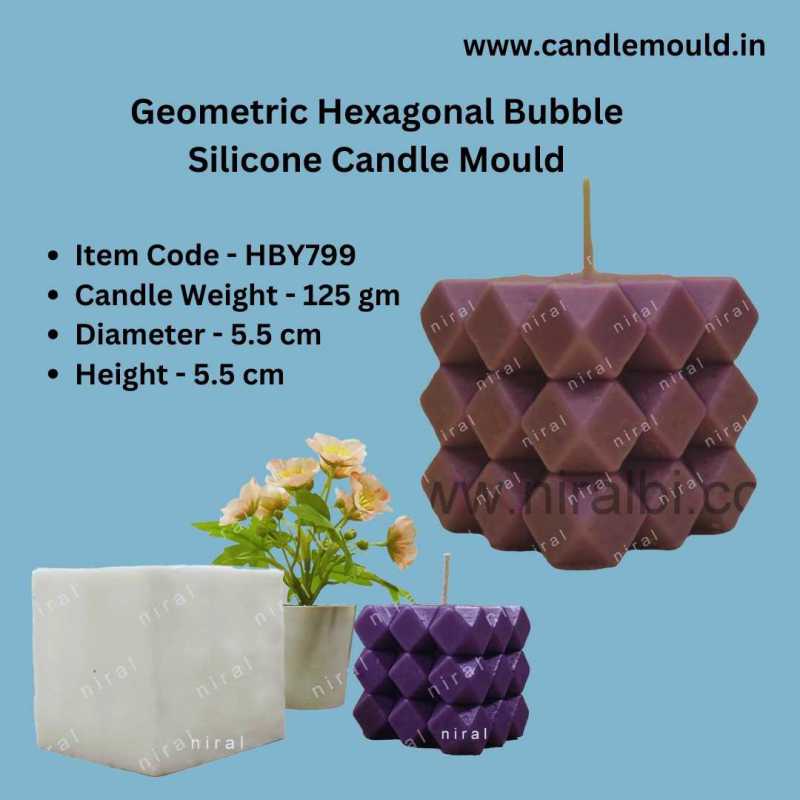 Geometric Hexagonal Bubble Silicone Candle Mould HBY799, Niral Industries