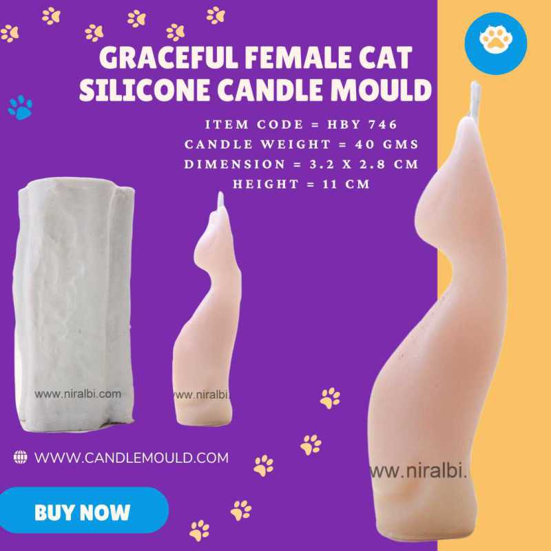 Graceful Cat silicone Candle Mould HBY746,Niral Industries