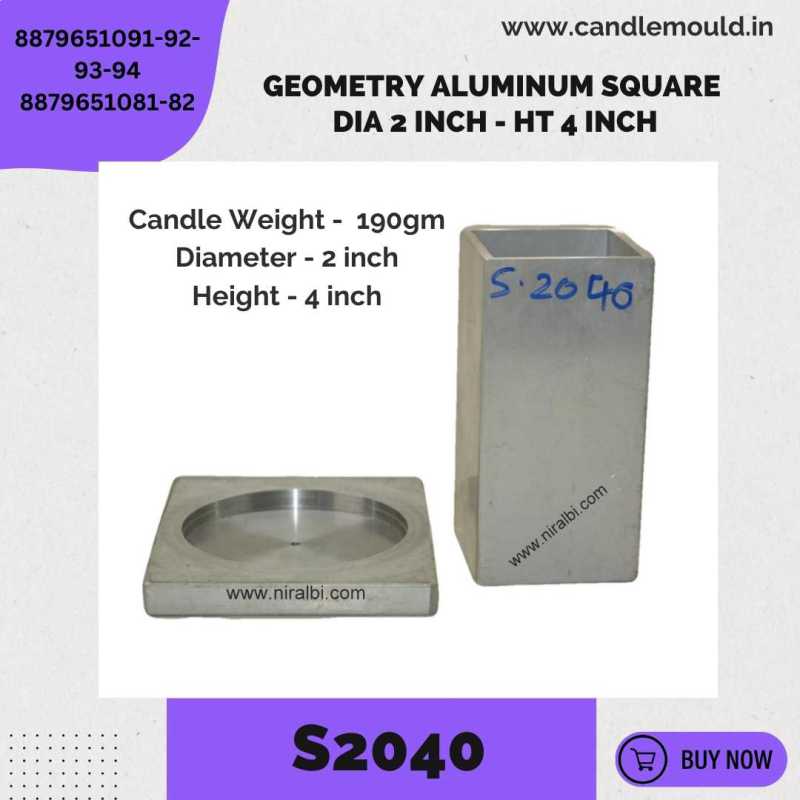 Niral's Geometry Aluminum Square Dia 2 inch - Ht 4 inch