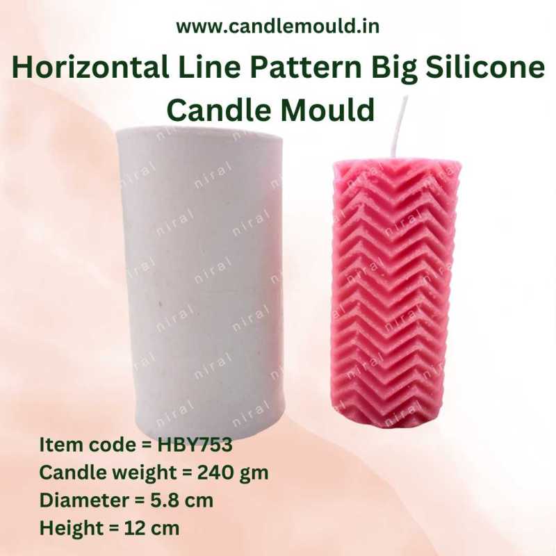 Horizontal Line Pattern Big Pillar Silicone Candle Mould HBY753, Niral Industries