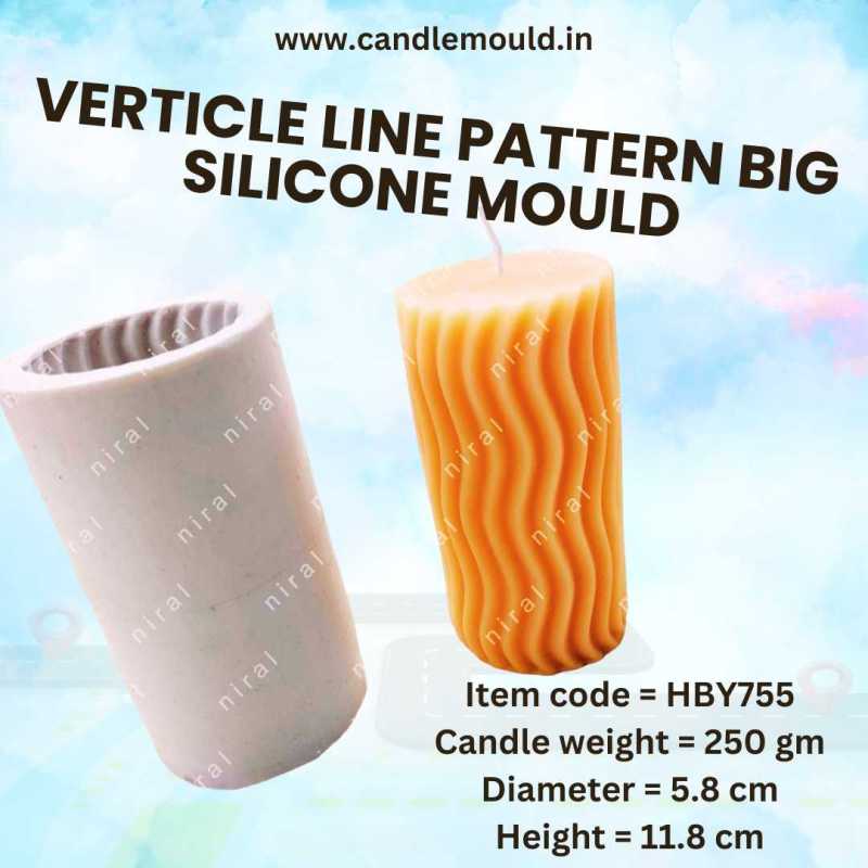 Vertical Line Pattern Big Pillar Silicone Candle Mould HBY755, Niral Industries