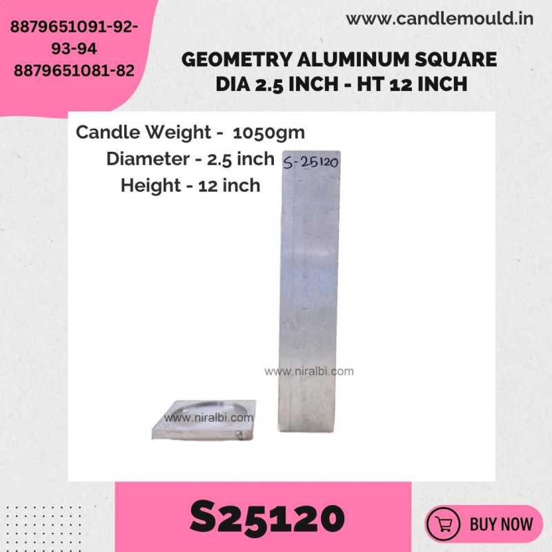 Niral's Geometry Aluminum Square Dia 2.5 inch - Ht 12 inch