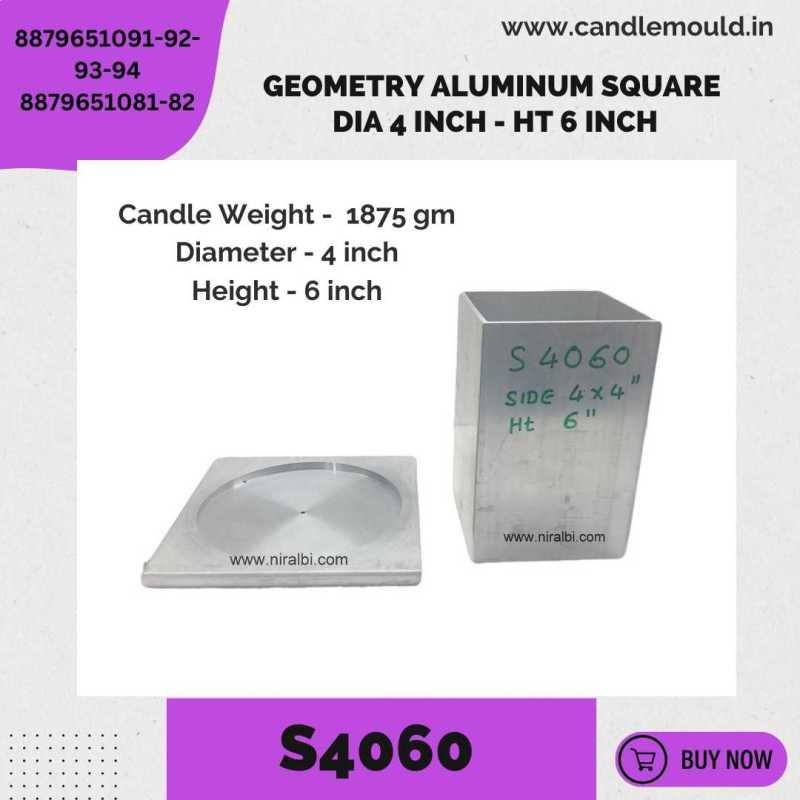 Niral's Geometry Aluminum Square Dia 4 inch - Ht 6 inch