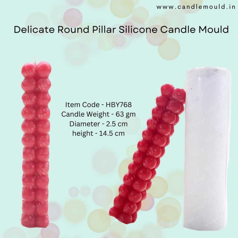 Delicate Round Pillar Silicone Candle Mold HBY768, Niral Industries