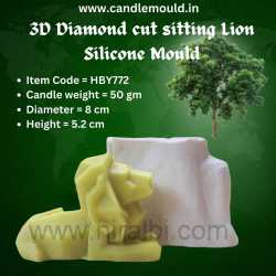 3D Diamond cut sitting Lion...