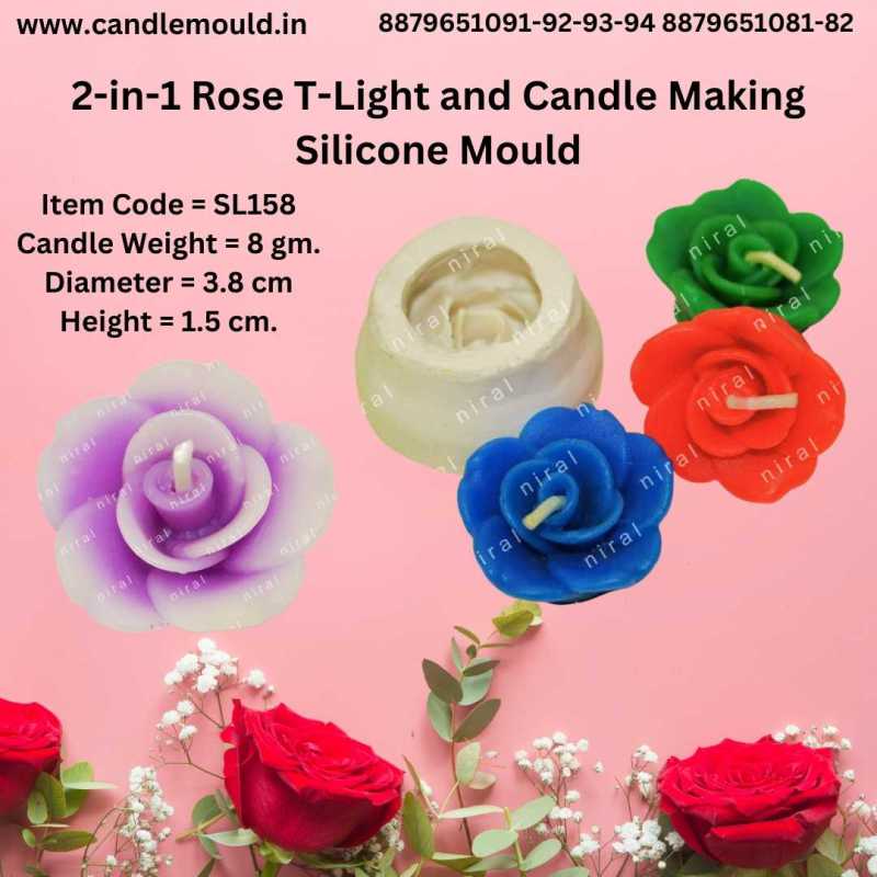 2-in-1 Rose T-Light and Candle Making Silicone Mould SL158, Niral Industries